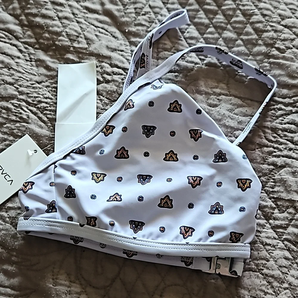 RVCA NWT, Foulard Underwire Bikini Top V Neck Geometric,Lavender, M/10 - Picture 8 of 8
